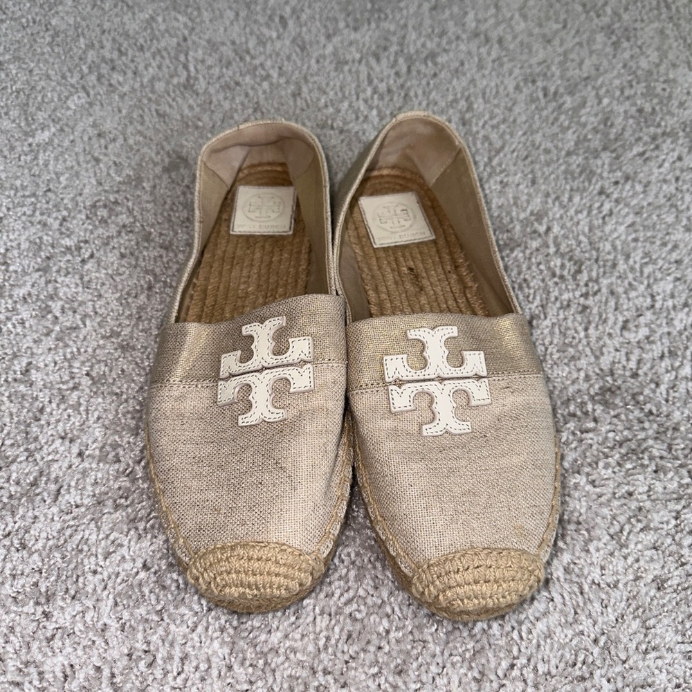 Tory Burch Weston flat espadrilles Metallic Linen / Leather Size 9M